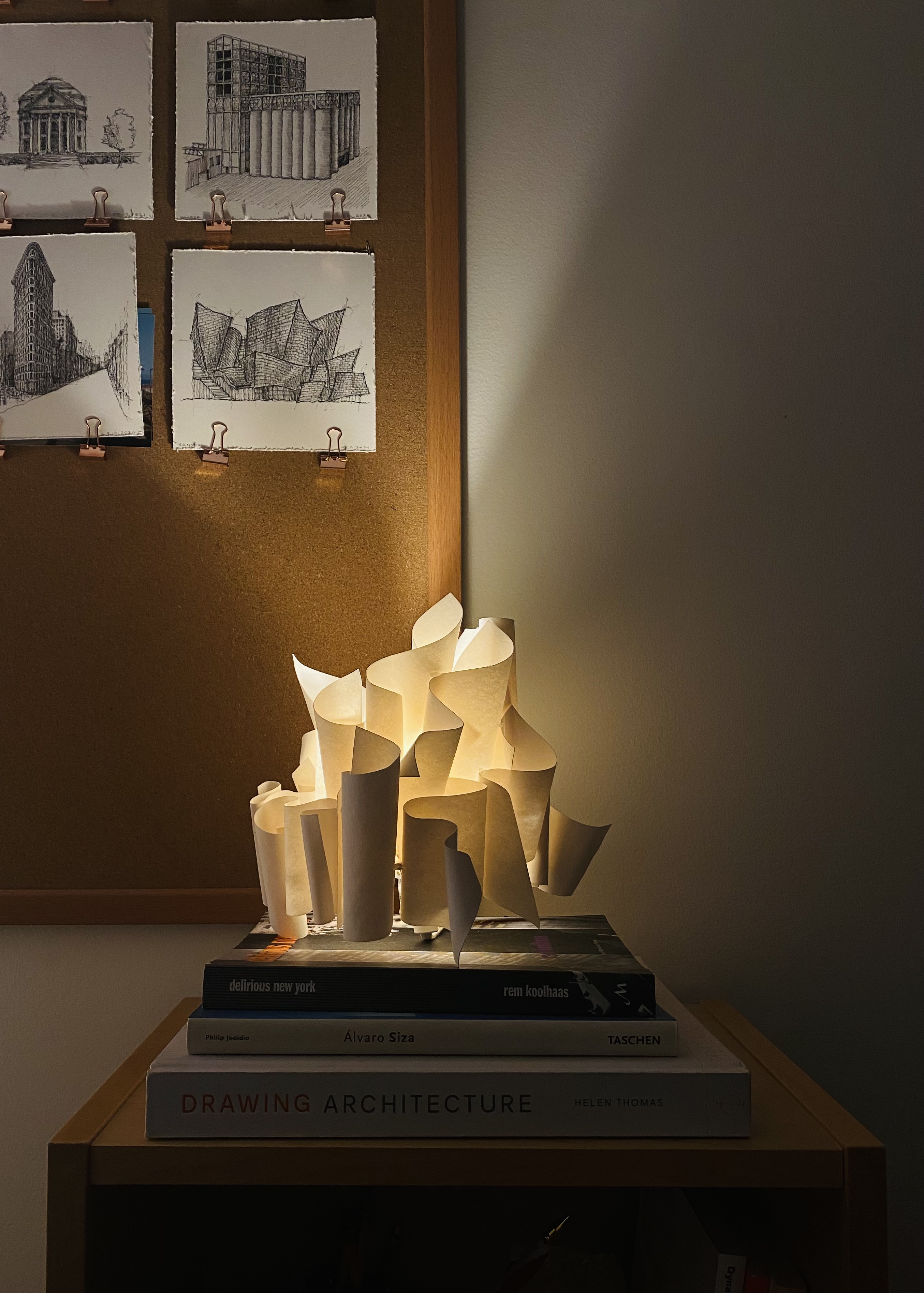 Lamps — sculptural paper lamp illuminated